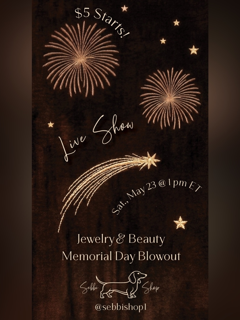 Memorial Day Jewelry & Beauty Live Show — SATURDAY MAY 23.  1pm EST